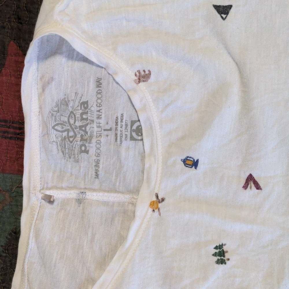 Prana white camping shirt